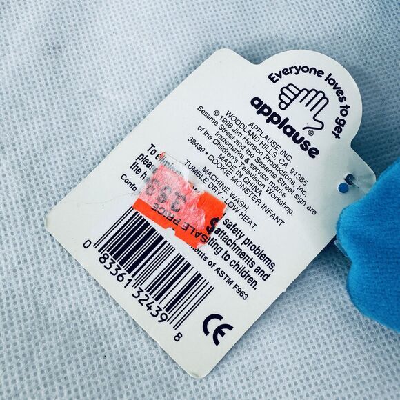 1996 Applause Sesame Street Cookie Monster Plush Jim Henson‎ Blue - Picture 7 of 10